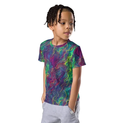 Neon Eddies on a Kids Crew Neck T-Shirt
