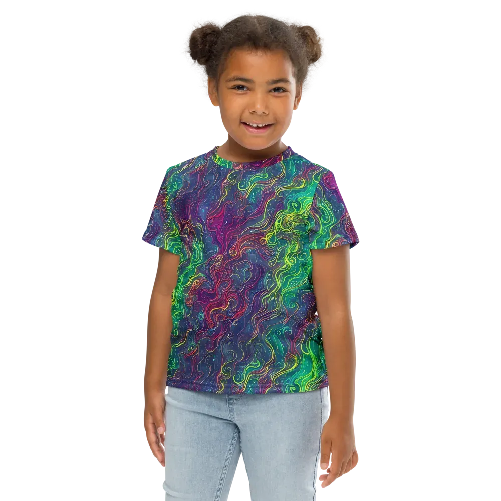 Neon Eddies on Kids Crew Neck T-Shirt — Front