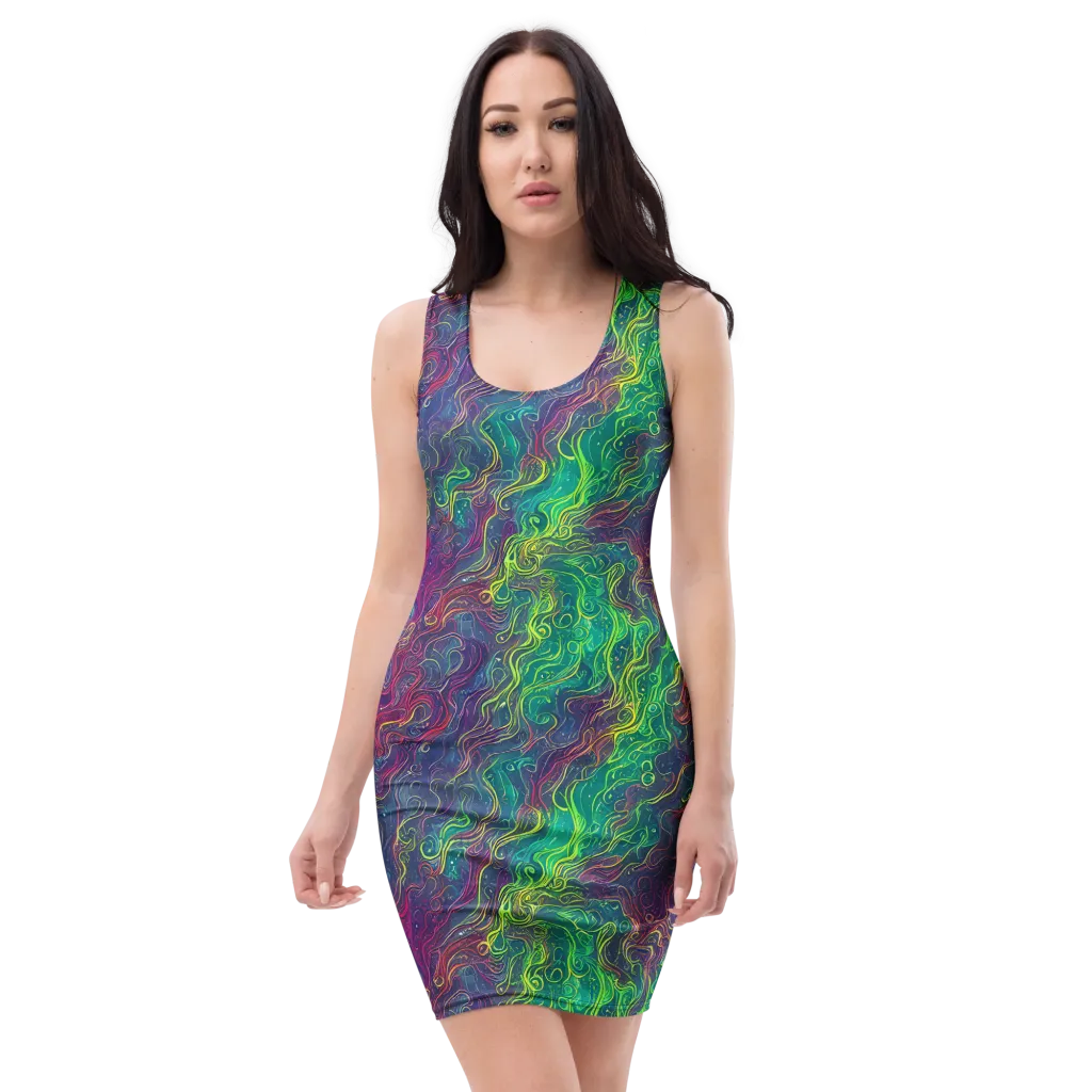 Neon Eddies on Bodycon Dress — Front