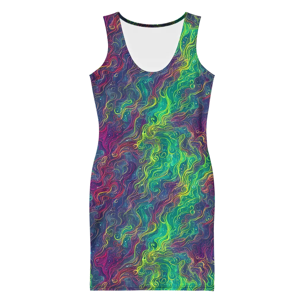Neon Eddies on Bodycon Dress — Front