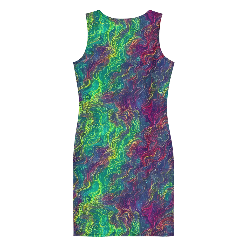 Neon Eddies on Bodycon Dress — Back