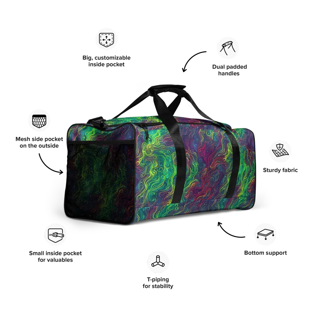 Neon Eddies on Duffle Bag — Right Front