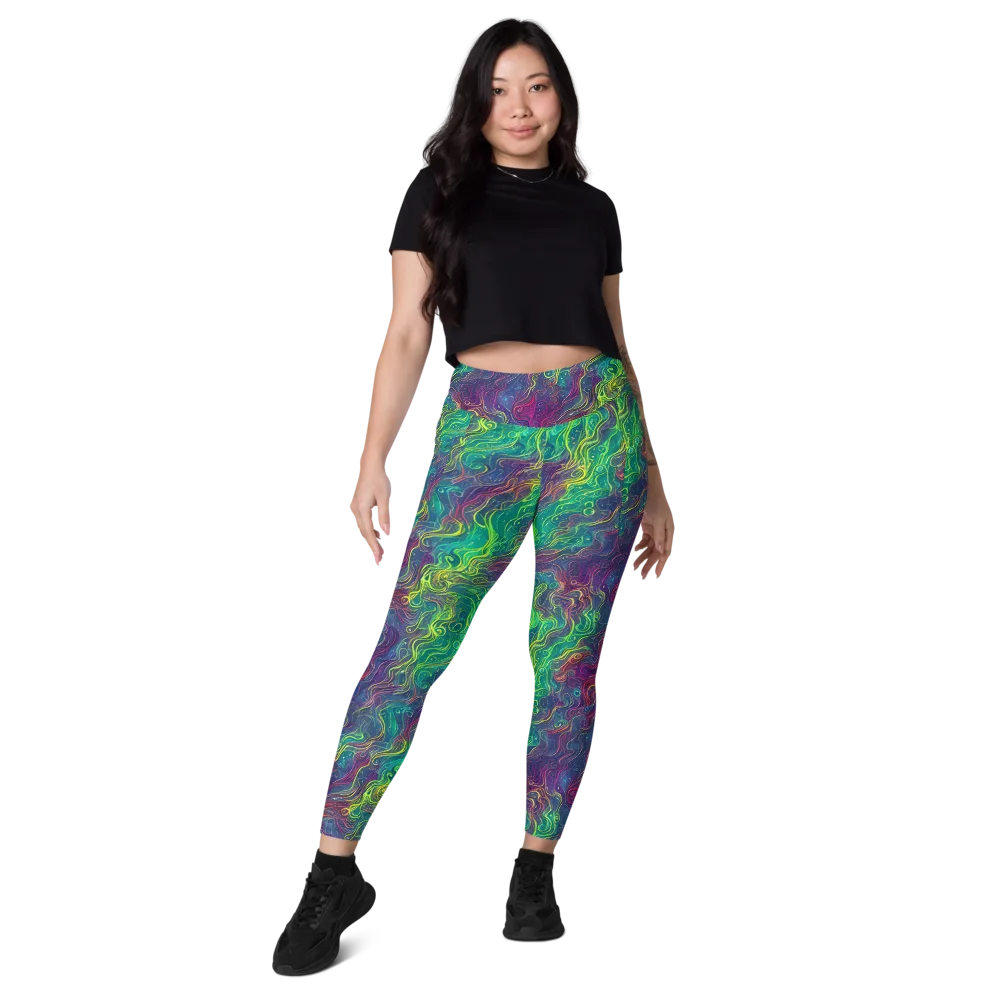 Neon Eddies on Leggings with Pockets — Front