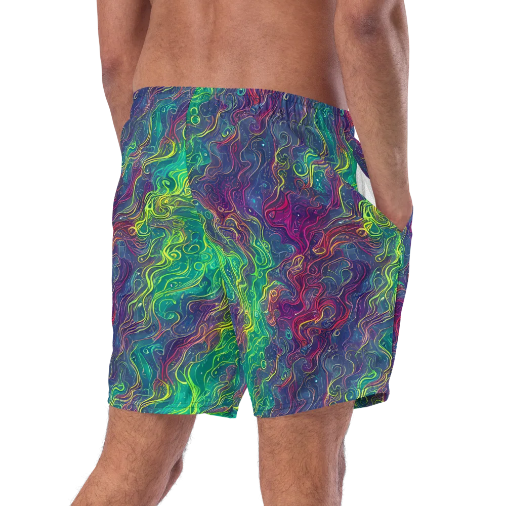 Neon Eddies on Swim Trunks — Right Back
