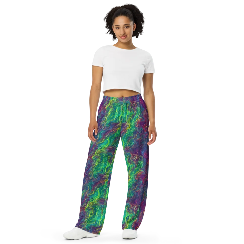 Neon Eddies on Wide-Leg Pants — Front