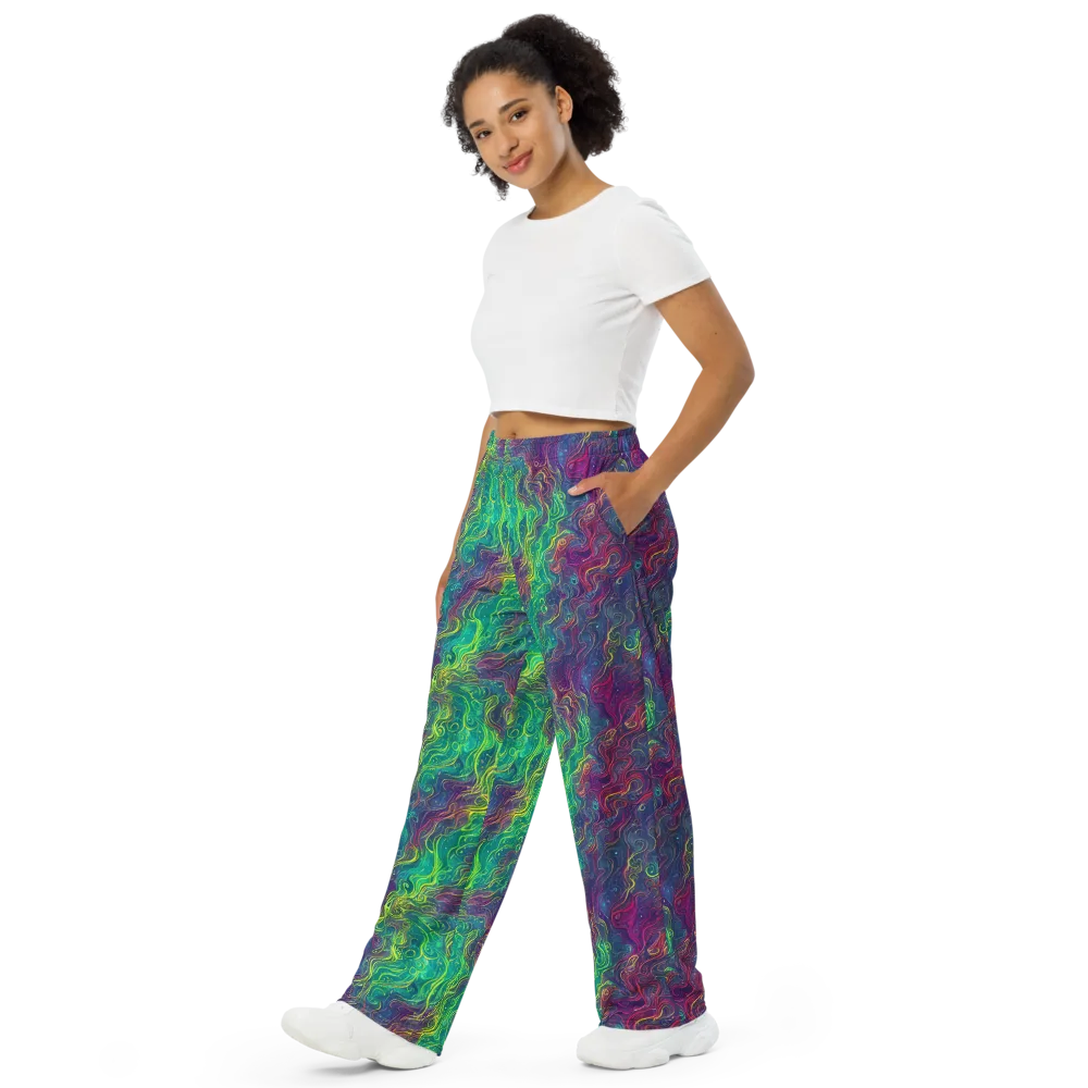 Neon Eddies on Wide-Leg Pants — Left Front
