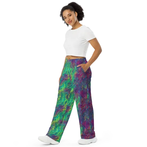 Neon Eddies on a Wide-Leg Pants
