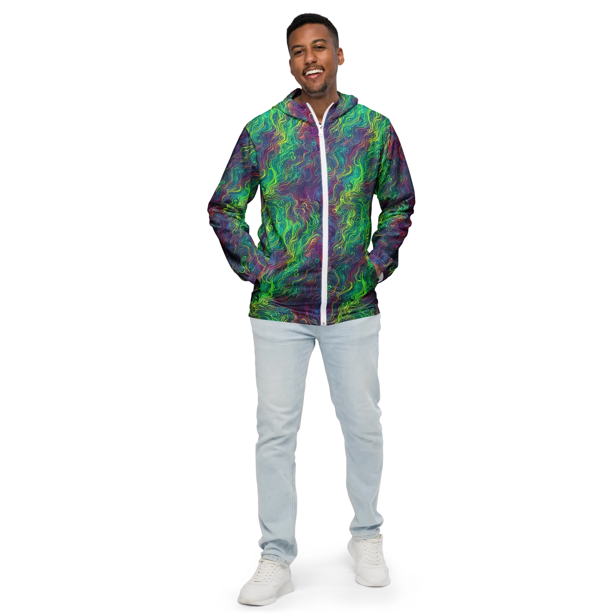 Neon Eddies on Men's Windbreaker — Front