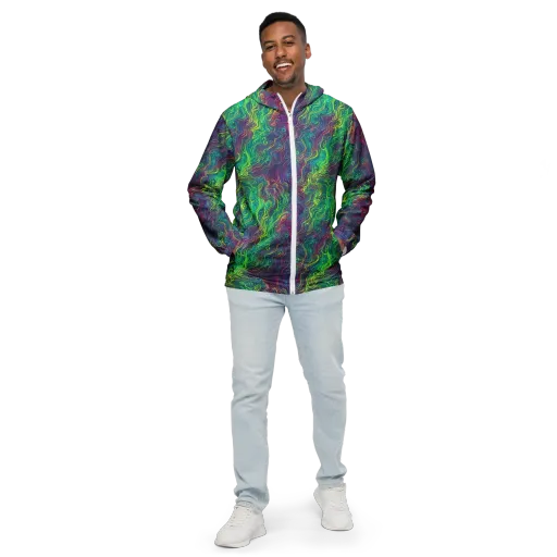 Neon Eddies on a Men's Windbreaker