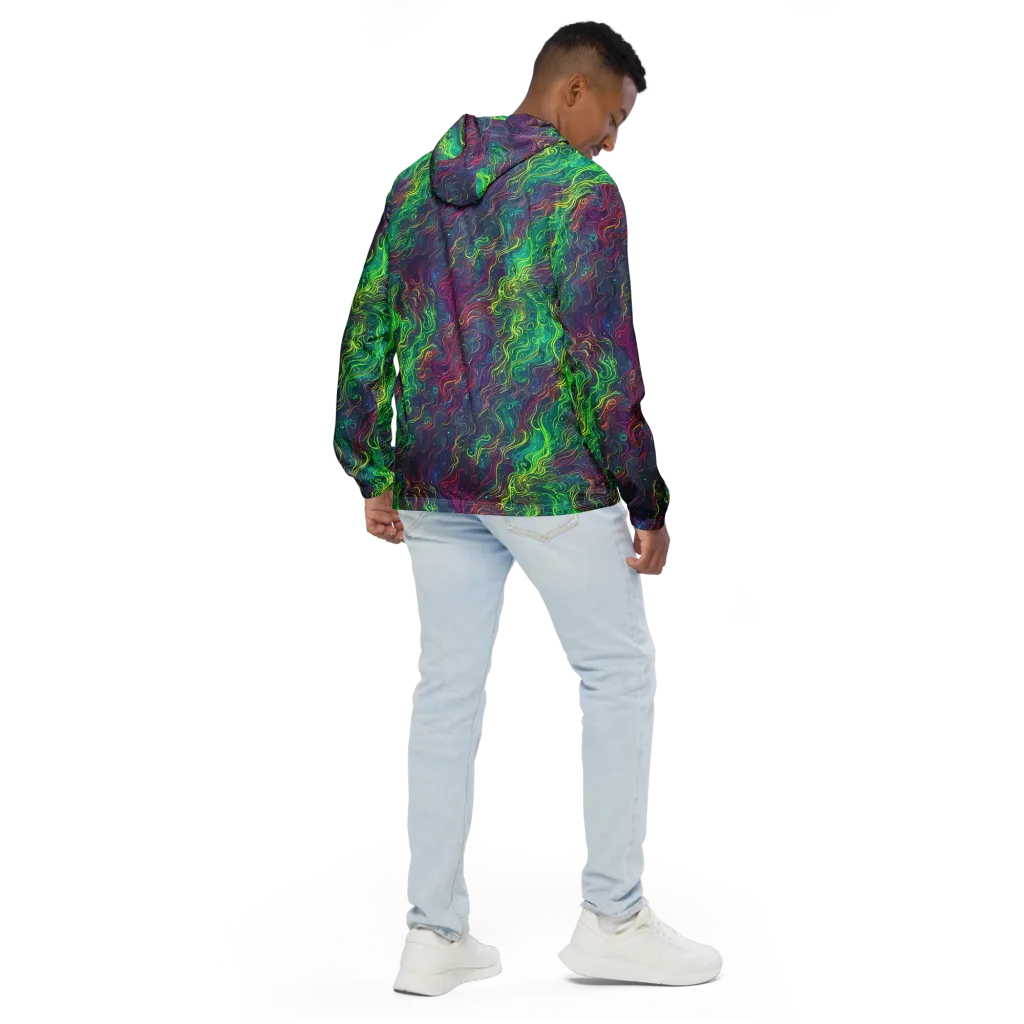 Neon Eddies on Men's Windbreaker — Back
