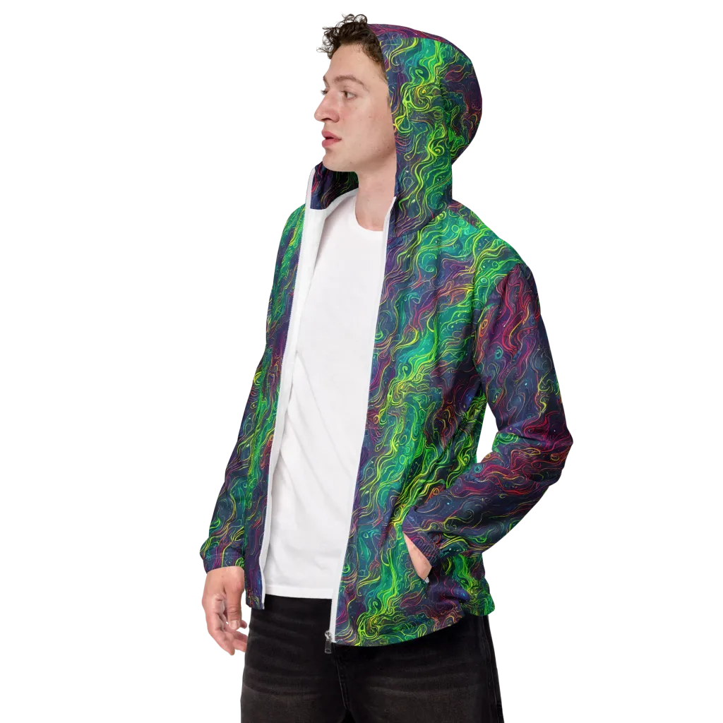 Neon Eddies on Men's Windbreaker — Left Front
