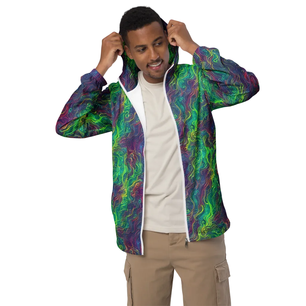Neon Eddies on Men's Windbreaker — Front