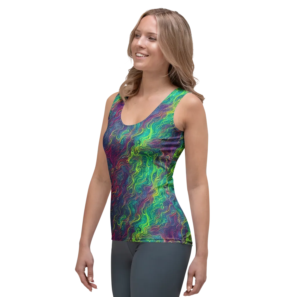 Neon Eddies on Women's Tank Top — Left Front