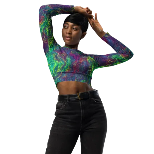 Neon Eddies on a Long Sleeve Crop Top