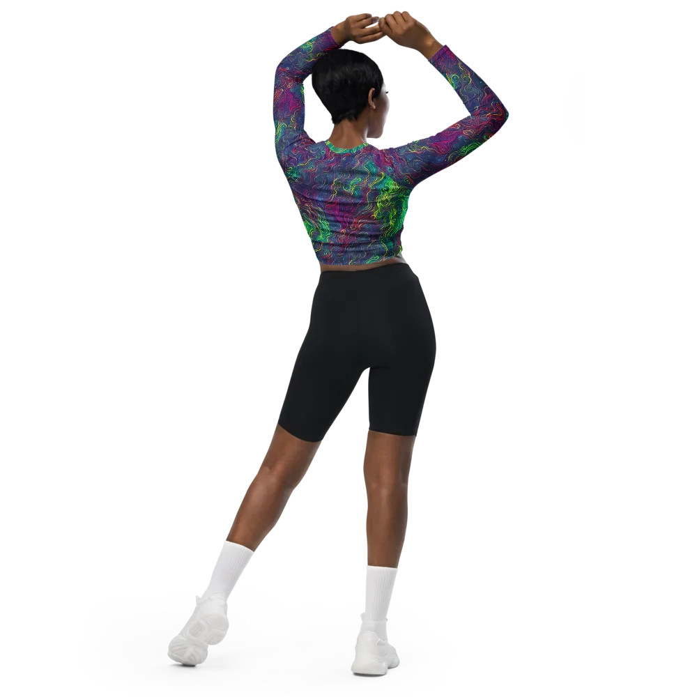 Neon Eddies on Long Sleeve Crop Top — Back