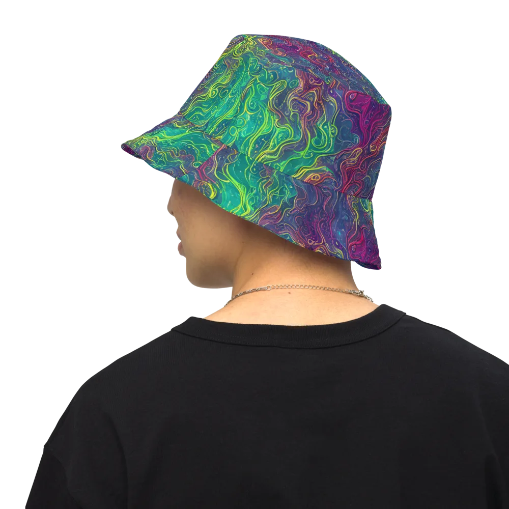 Neon Eddies on Reversible Bucket Hat — Back Inside