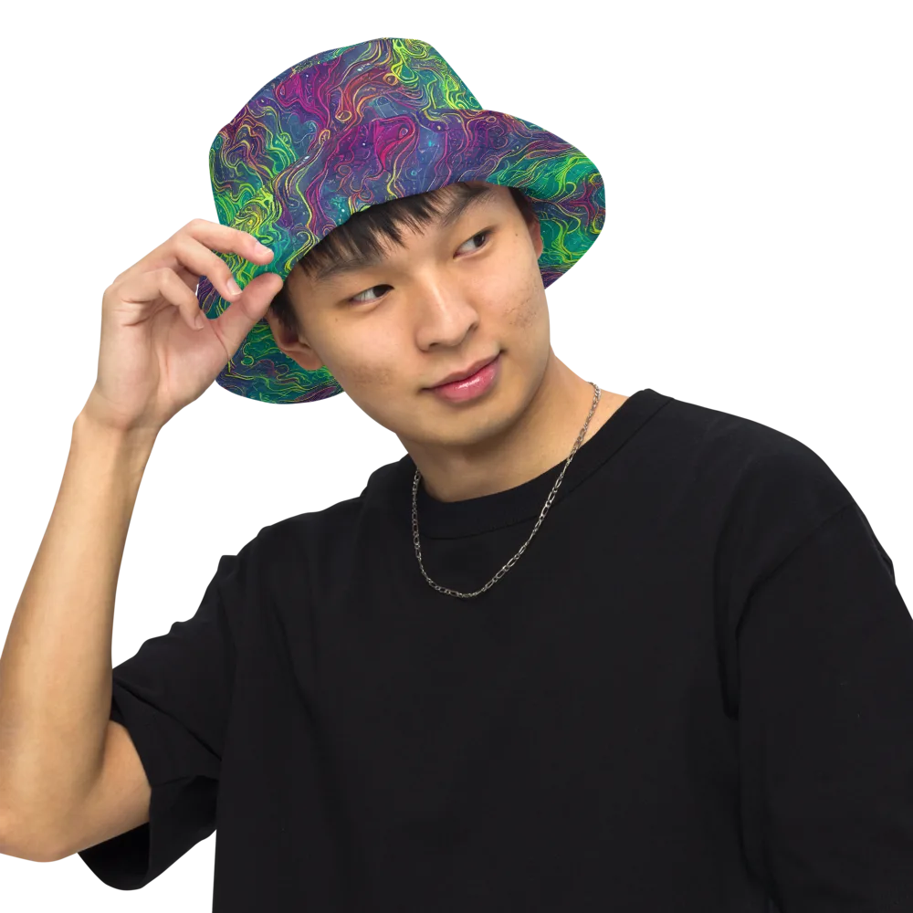 Neon Eddies on Reversible Bucket Hat — Front Inside