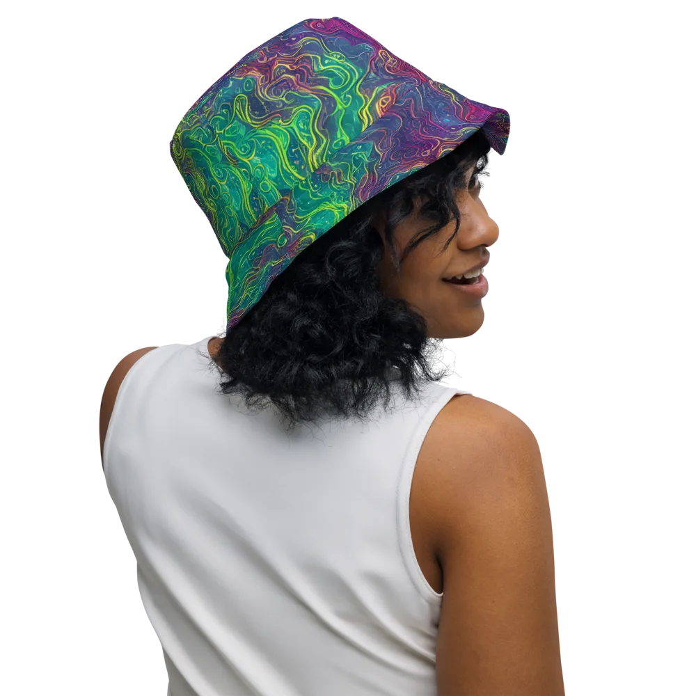 Neon Eddies on Reversible Bucket Hat — Right Outside