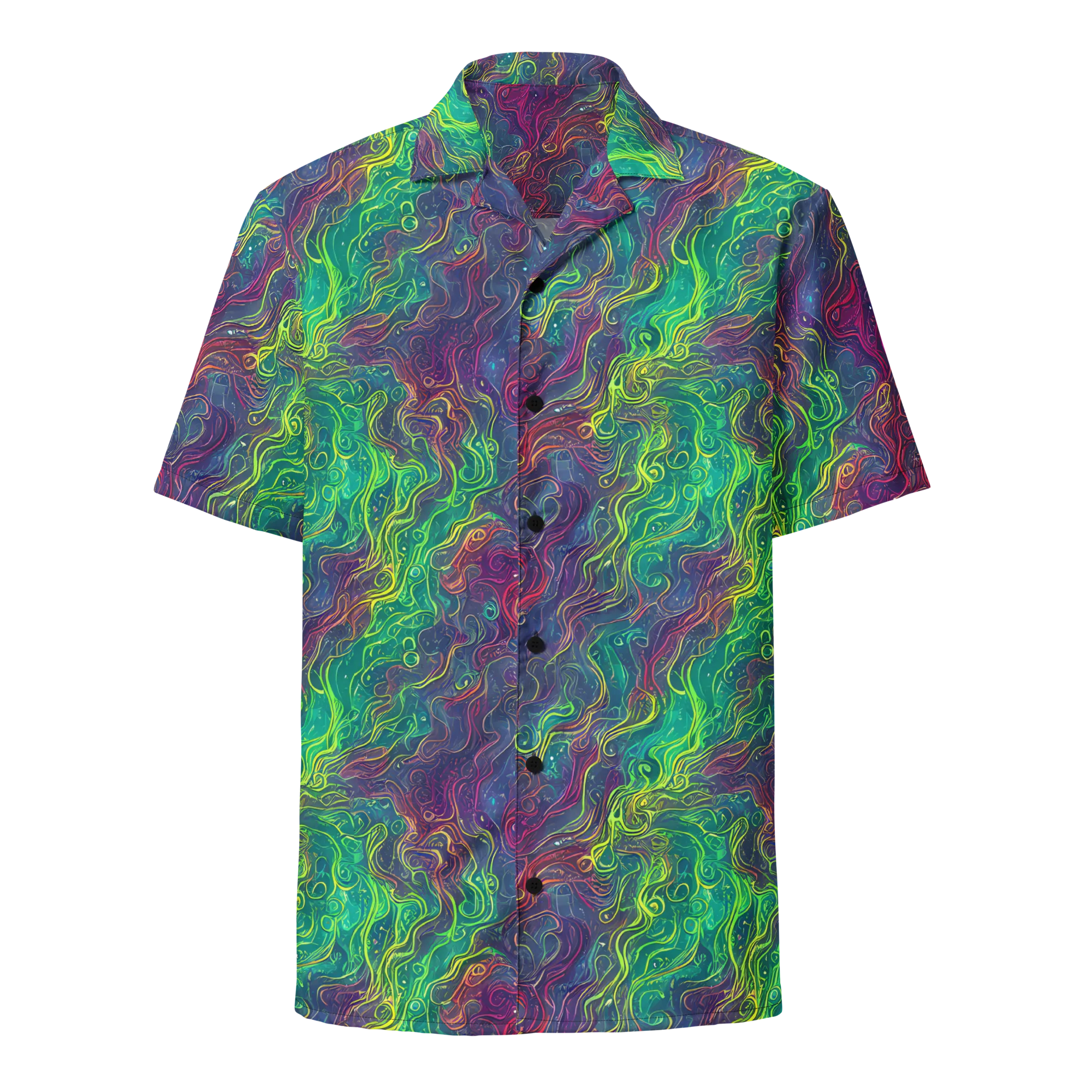 Neon Eddies on Button Shirt — Front