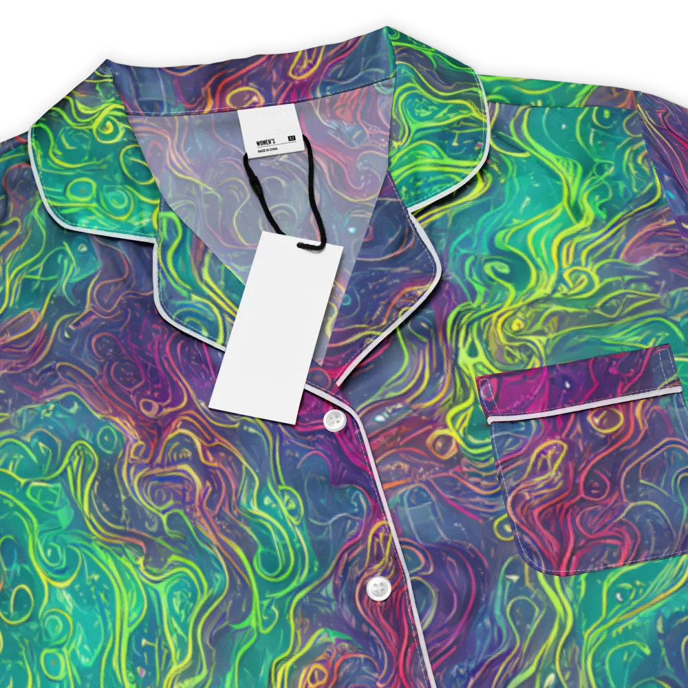 Neon Eddies on Women's Short Sleeve Pajama Top — Product details