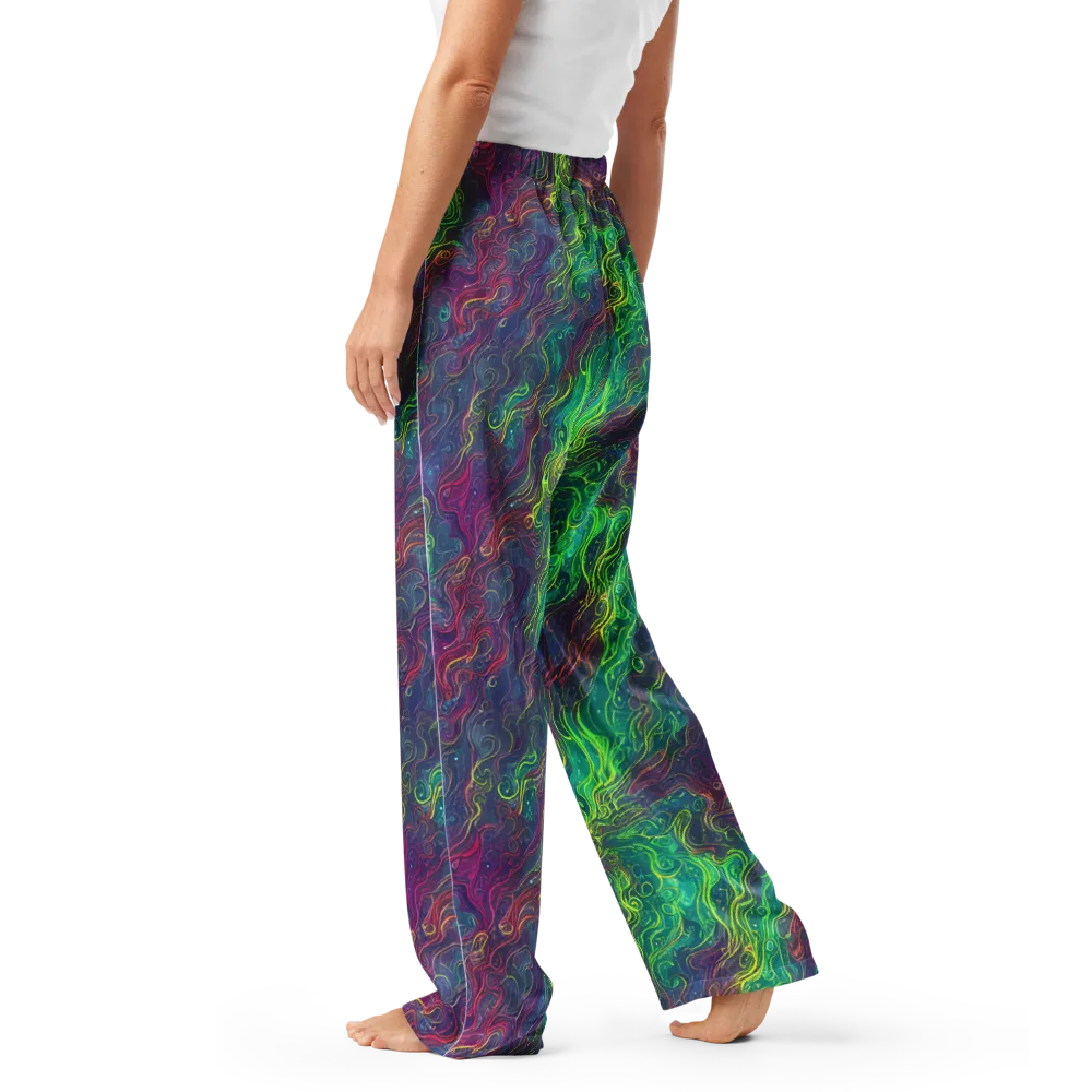 Neon Eddies on Women's Pajama Pants — Left