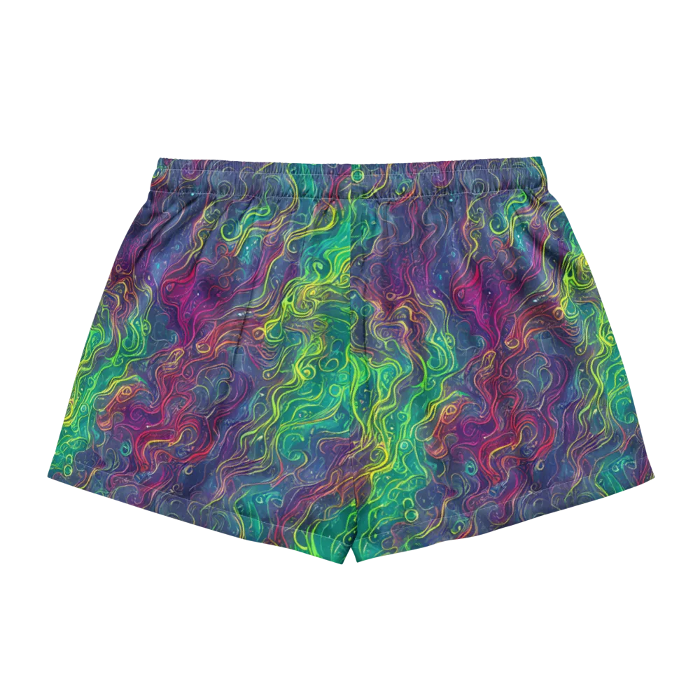 Neon Eddies on Women's Pajama Shorts — Back