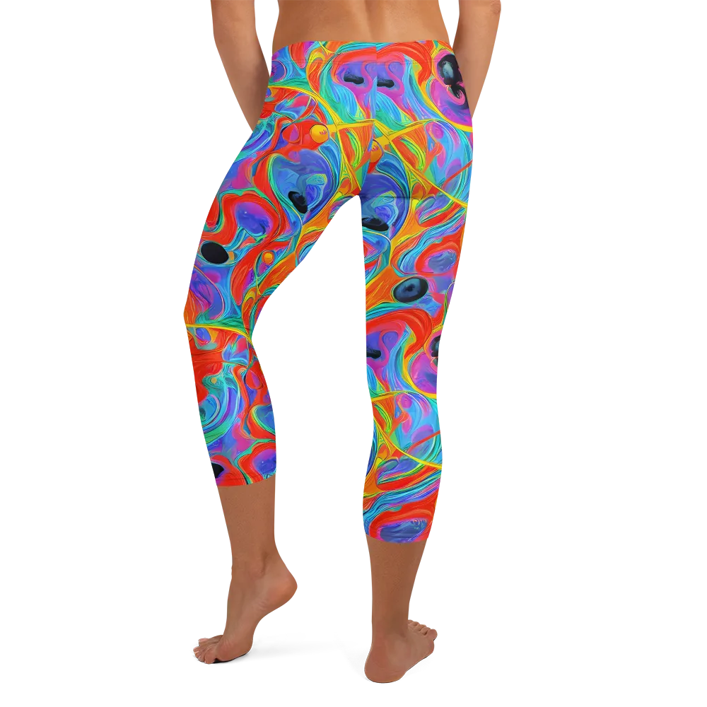 Electric Marbledream on Capri Leggings — Back