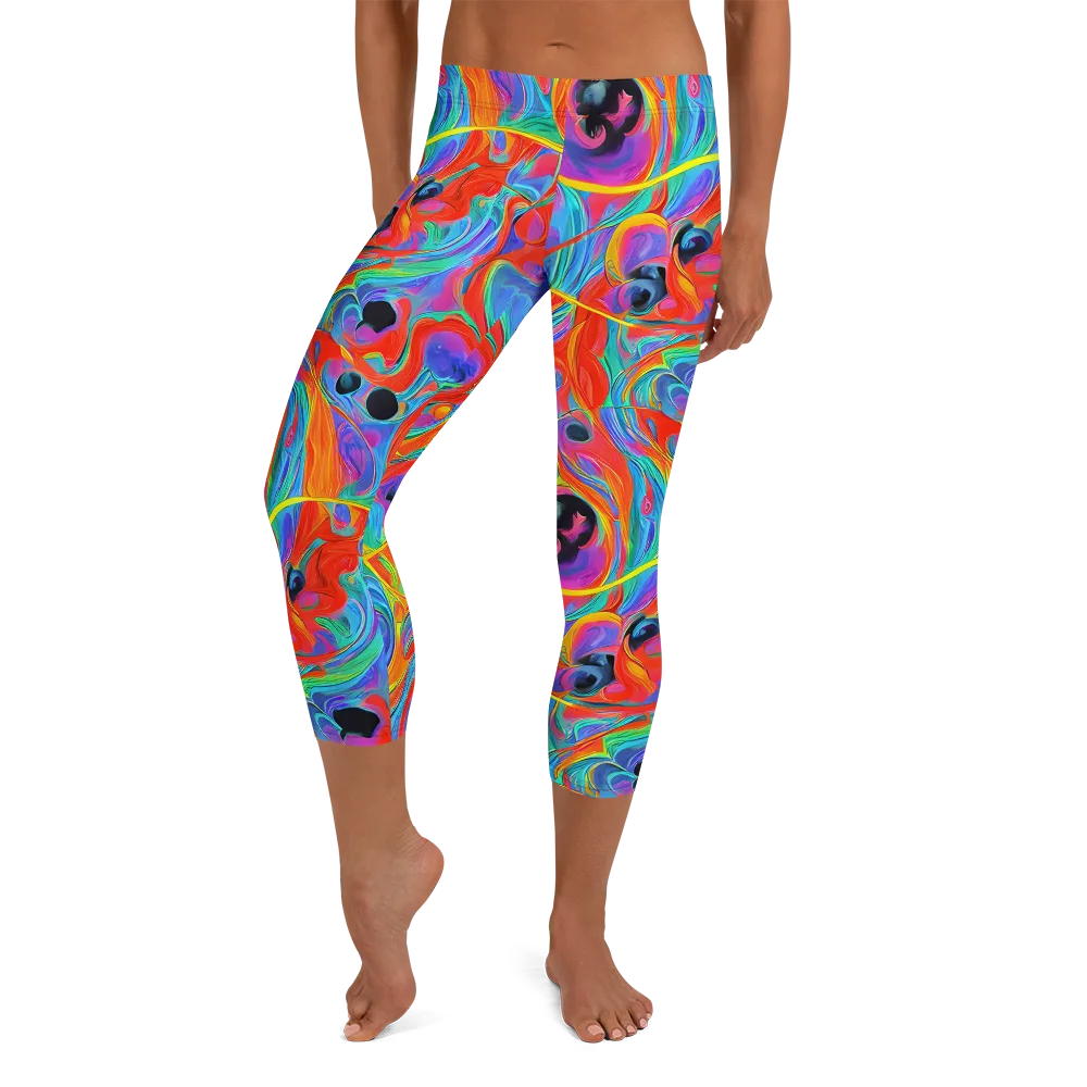 Electric Marbledream on Capri Leggings — Front