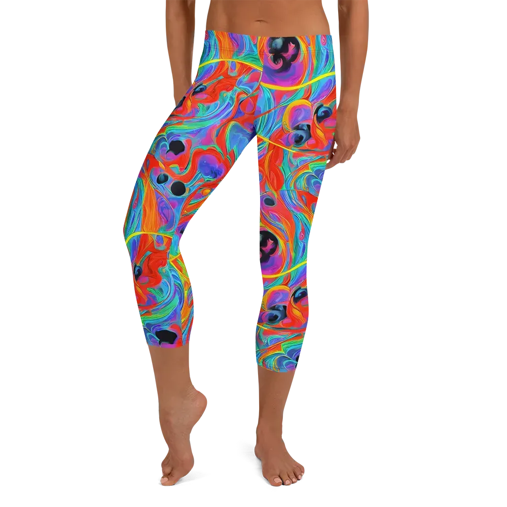 Electric Marbledream on Capri Leggings — Front
