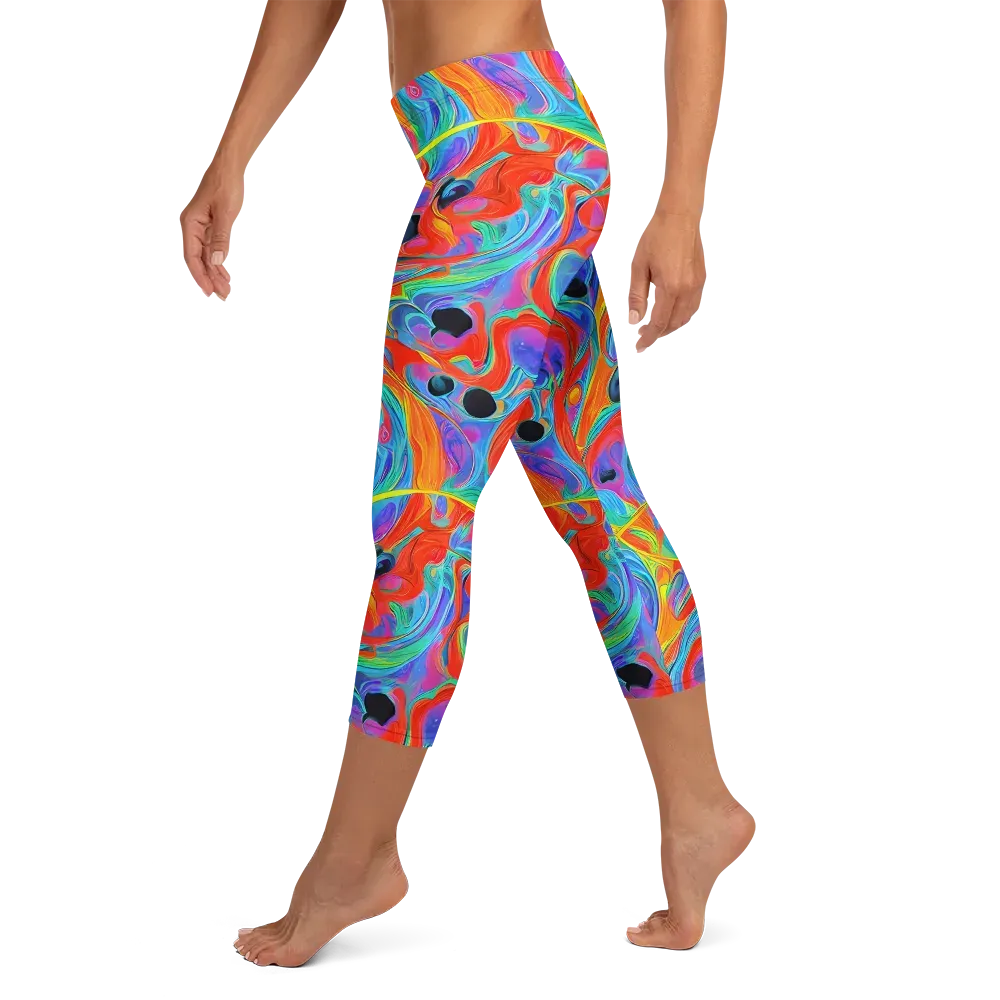 Electric Marbledream on Capri Leggings — Left