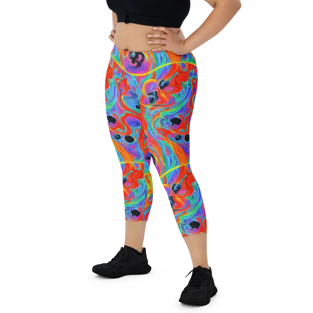 Electric Marbledream on Capri Leggings — Front