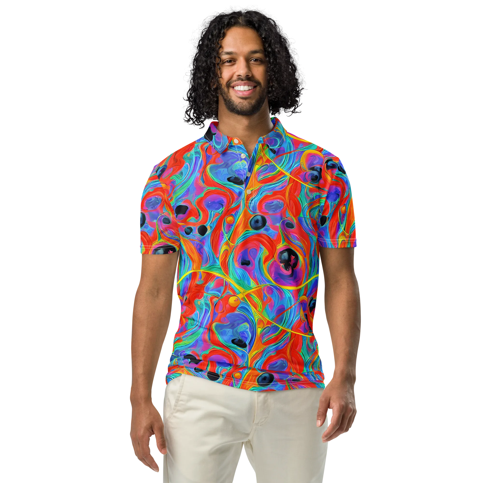 Electric Marbledream on Men's Slim Fit Polo Shirt — Front