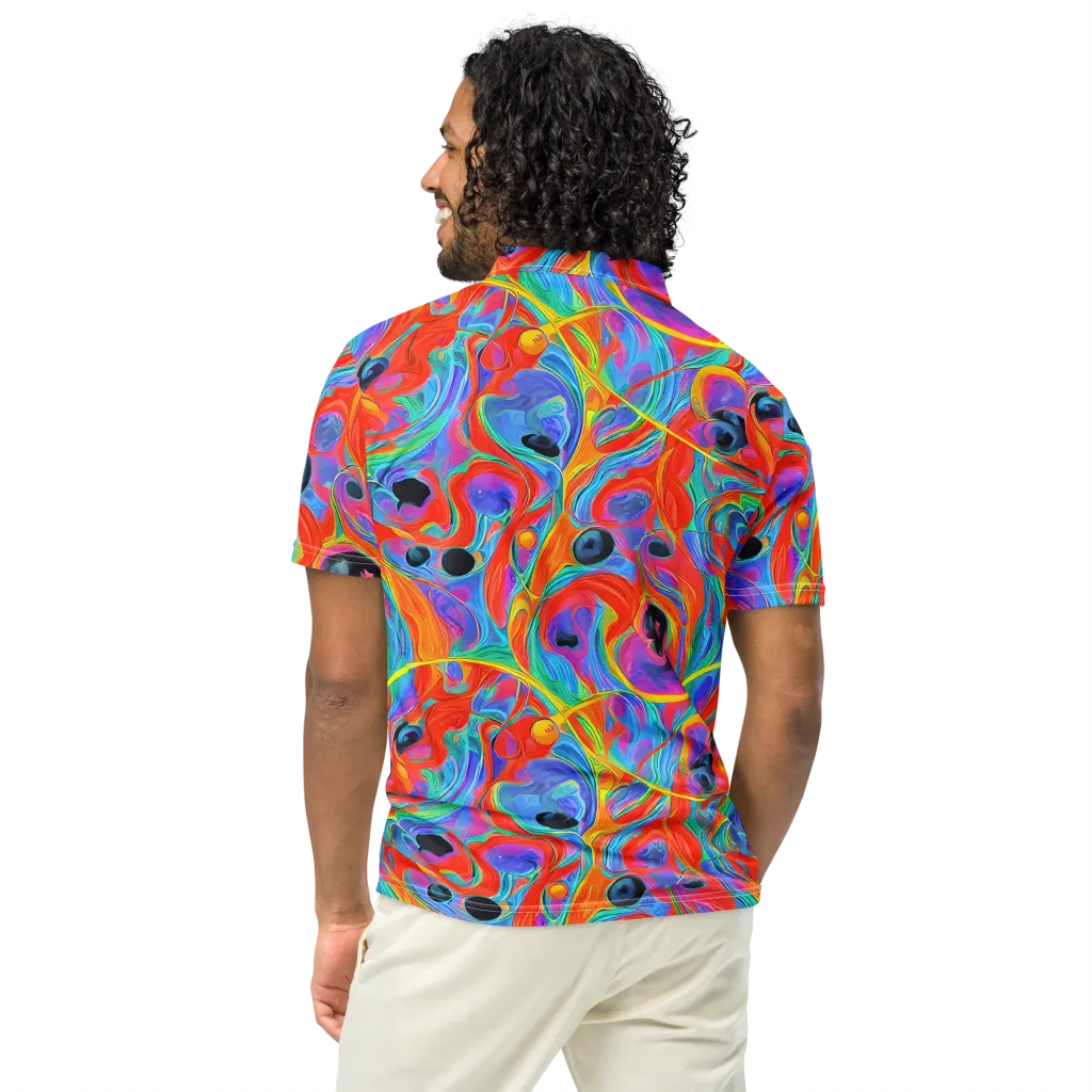 Electric Marbledream on Men's Slim Fit Polo Shirt — Back
