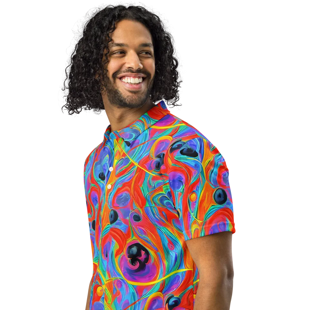Electric Marbledream on Men's Slim Fit Polo Shirt — Left Front