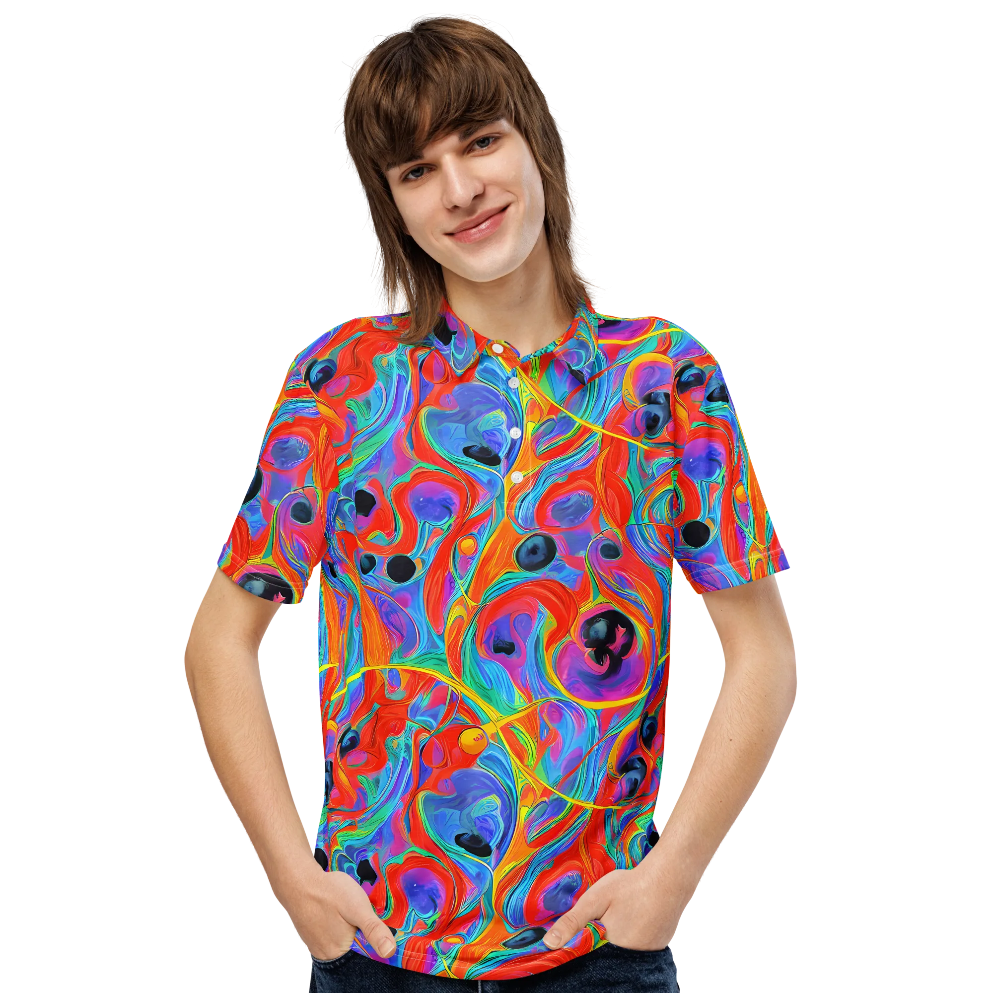 Electric Marbledream on Men's Slim Fit Polo Shirt — Front