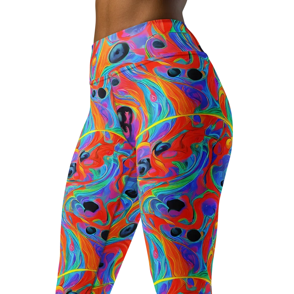 Electric Marbledream on Yoga Leggings — Left Front