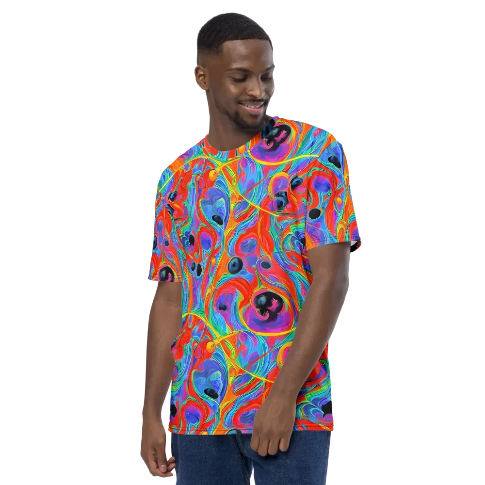 Electric Marbledream on Men's Crew Neck T-Shirt — Left