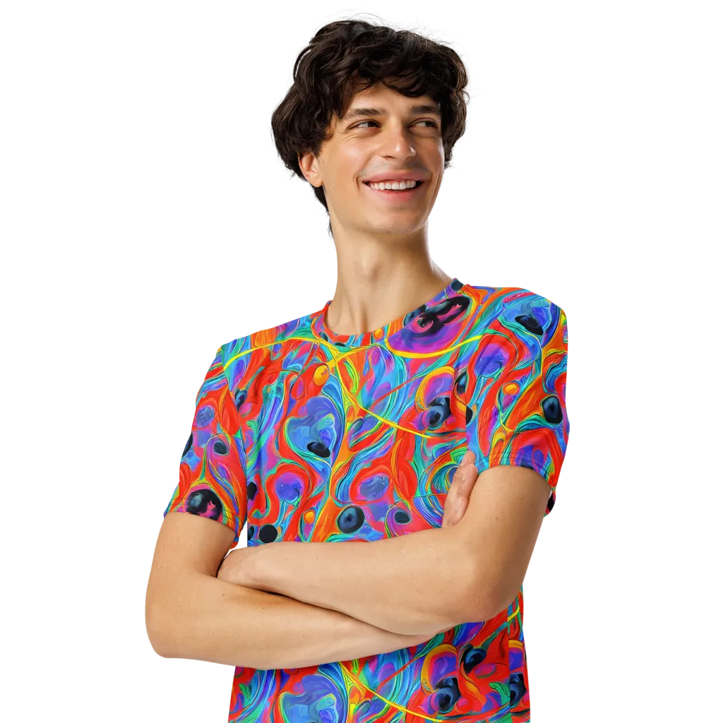 Electric Marbledream on Men's Crew Neck T-Shirt — Left Front