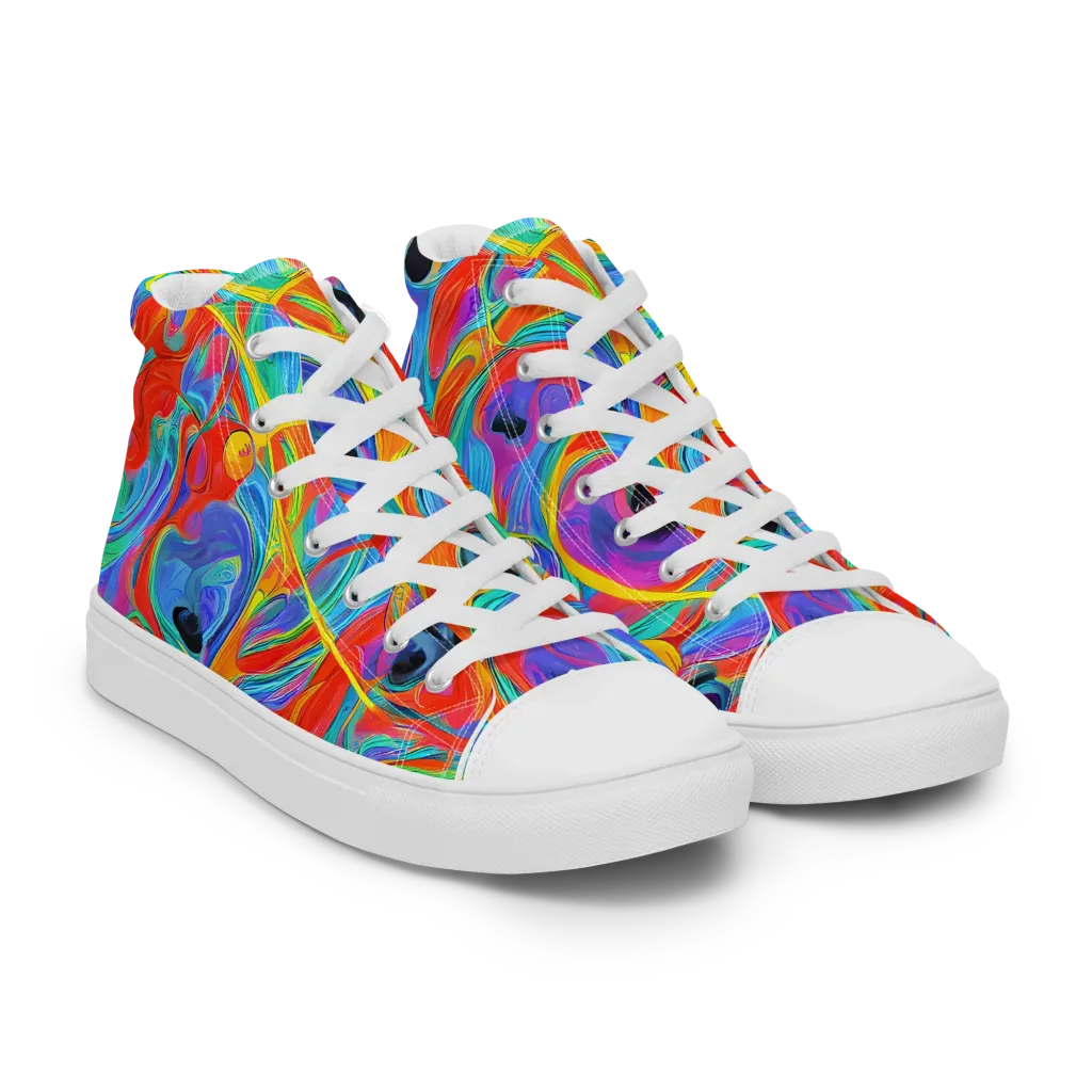 Electric Marbledream on Men's High Top Canvas Shoes — Right Front