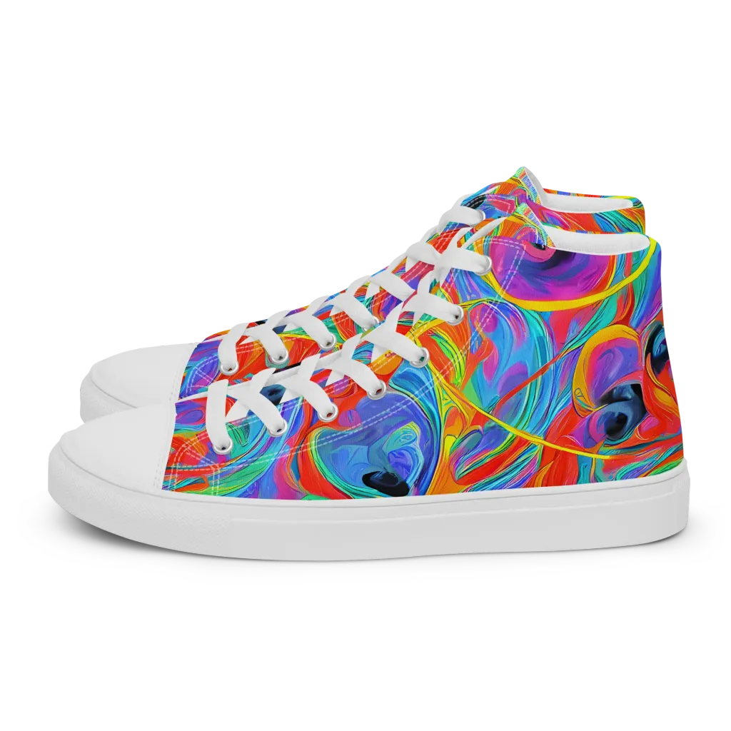 Electric Marbledream on Men's High Top Canvas Shoes — Left
