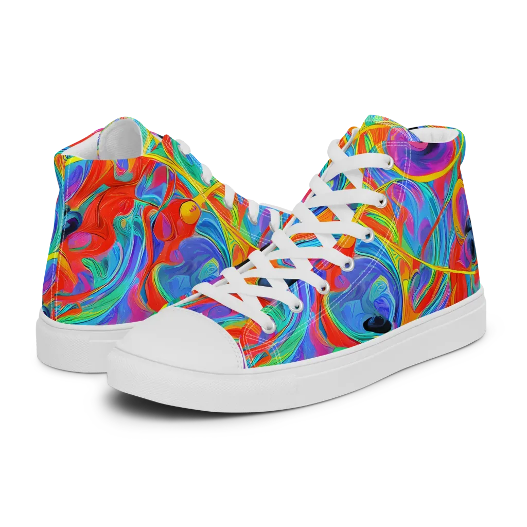 Electric Marbledream on Men's High Top Canvas Shoes — Left