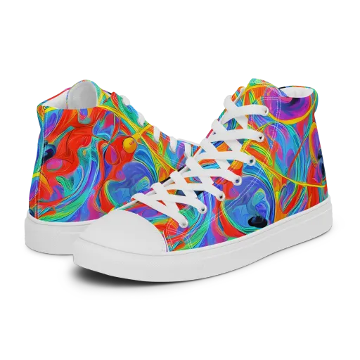 Electric Marbledream on a Men's High Top Canvas Shoes