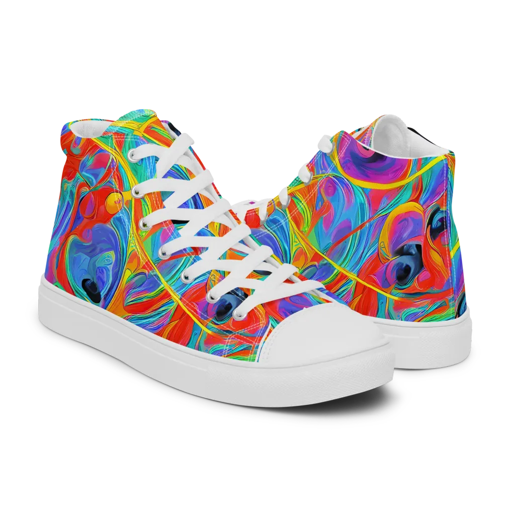 Electric Marbledream on Men's High Top Canvas Shoes — Right