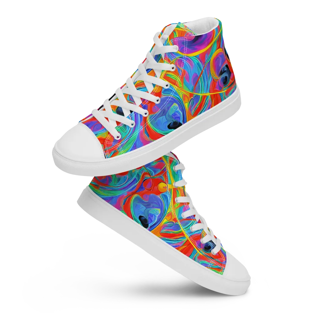 Electric Marbledream on Men's High Top Canvas Shoes — Front