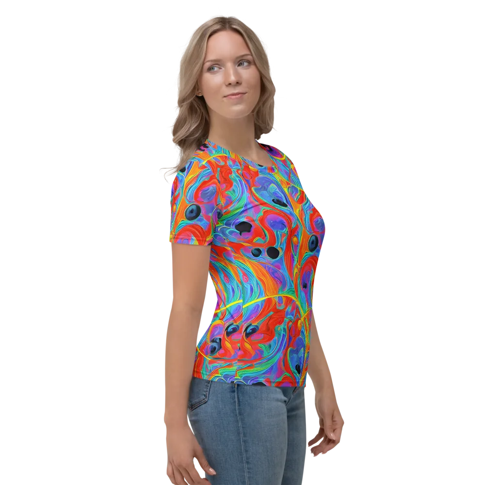 Electric Marbledream on Women's Crew Neck T-Shirt — Right