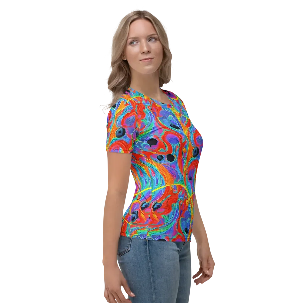 Electric Marbledream on Women's Crew Neck T-Shirt — Right