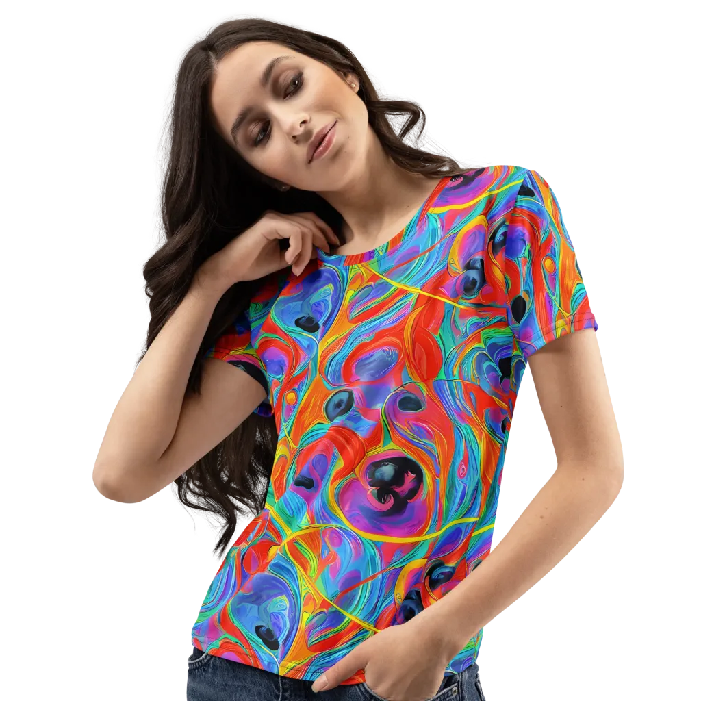 Electric Marbledream on Women's Crew Neck T-Shirt — Left Front