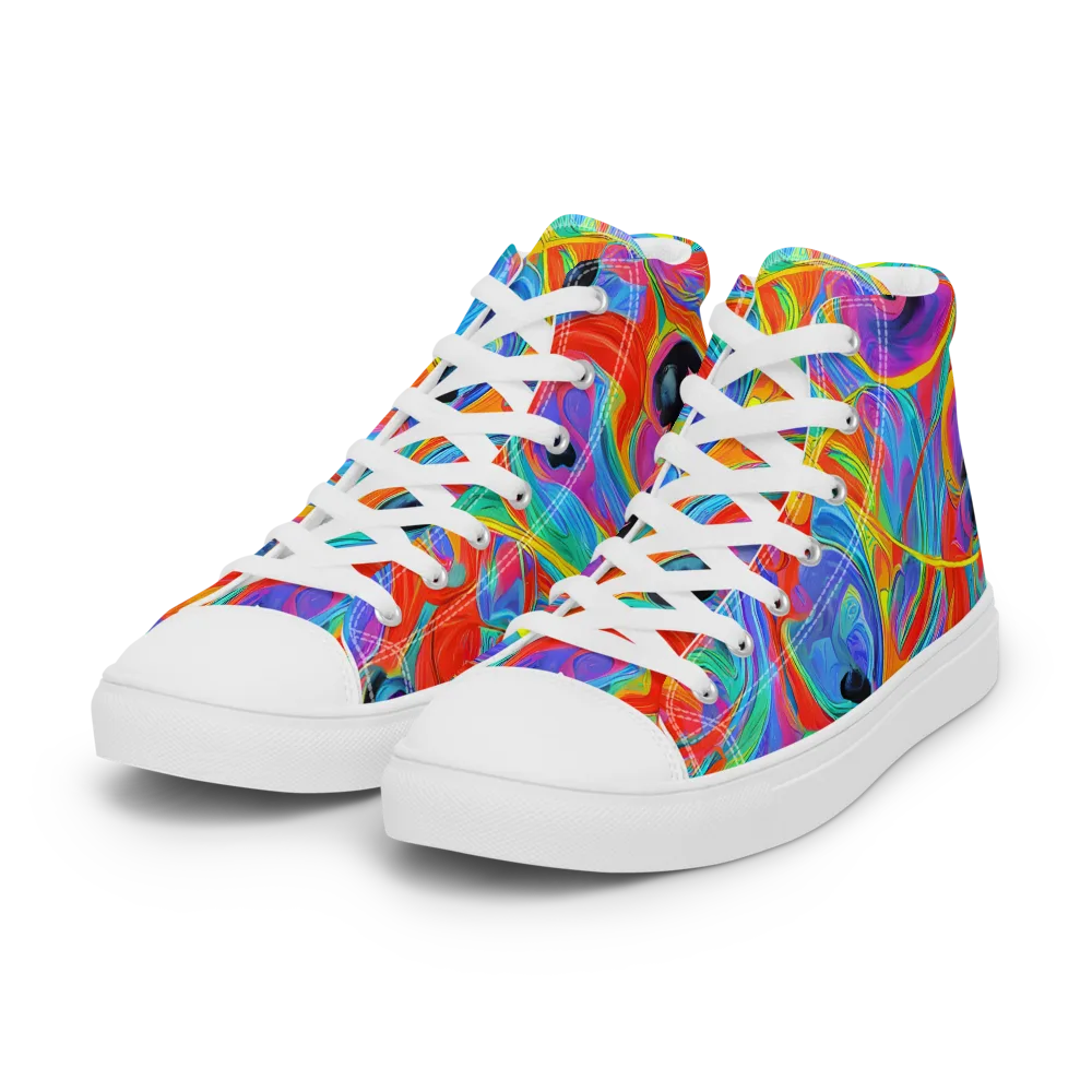 Electric Marbledream on Women's High Top Canvas Shoes — Left Front