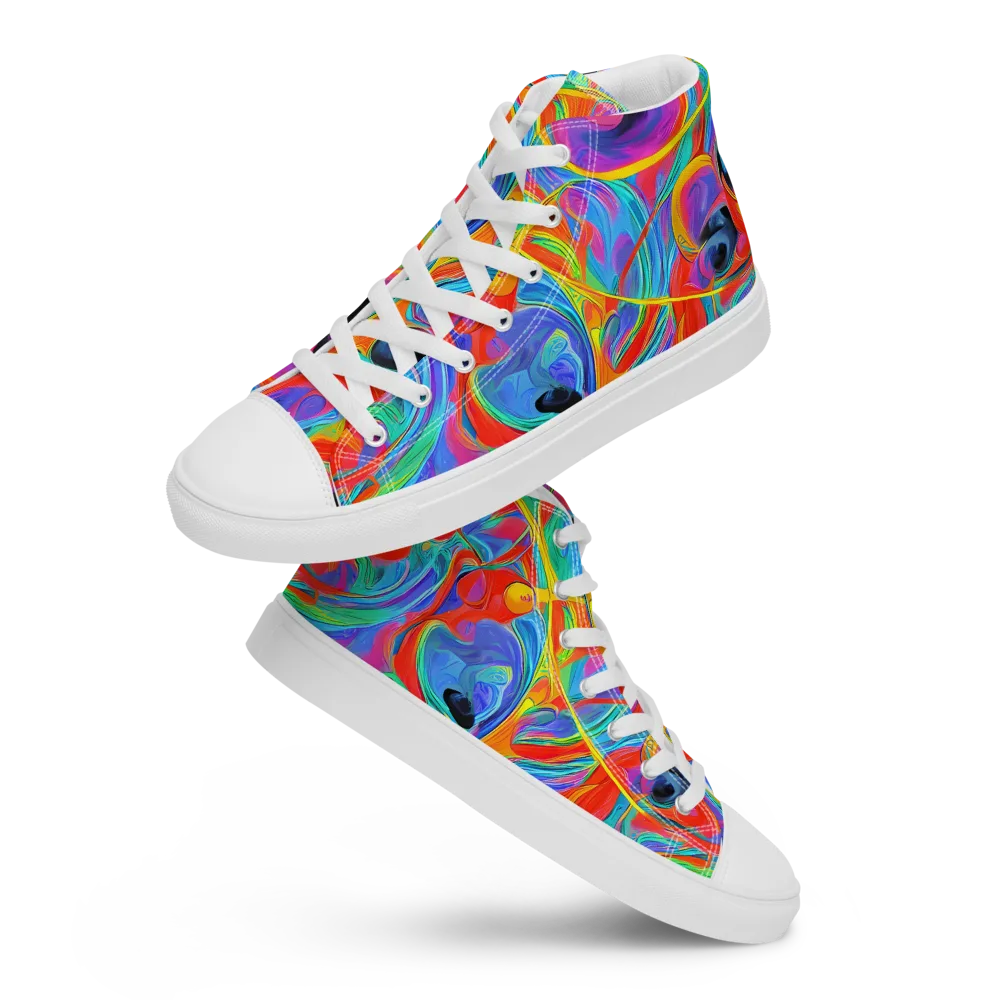 Electric Marbledream on Women's High Top Canvas Shoes — Front