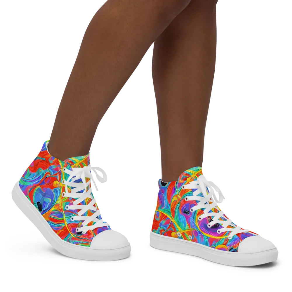 Electric Marbledream on Women's High Top Canvas Shoes — Right